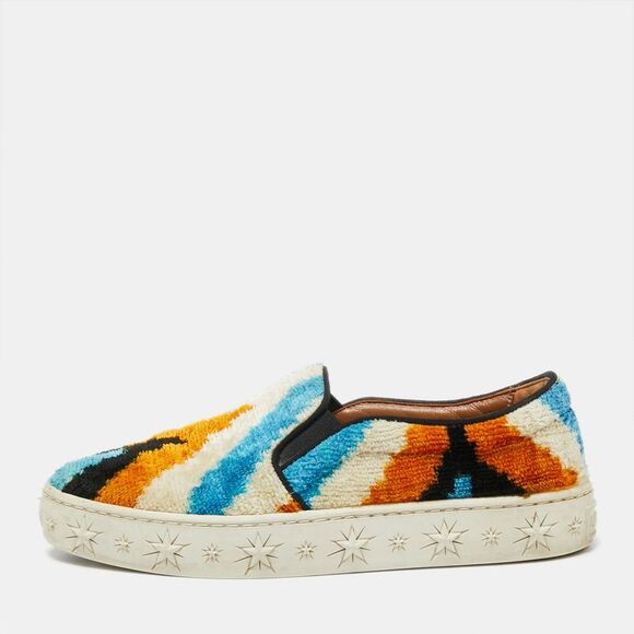 Aquazzura Multicolor Velvet Slip On Sneakers Size 35.5 - Picture 1 of 7